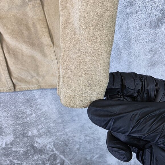 Coach Jacket Womens Medium Beige Suede Leather Button Front Lined Coat Pockets - Picture 2 of 16